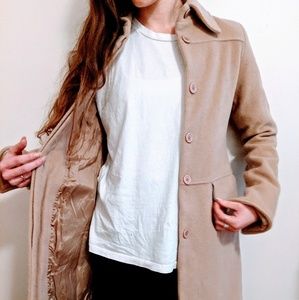 Tan Wool/Cashmere Blend Coat- Midlength